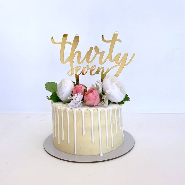 Acrylic Gold 'thirty seven' Birthday Cake Topper