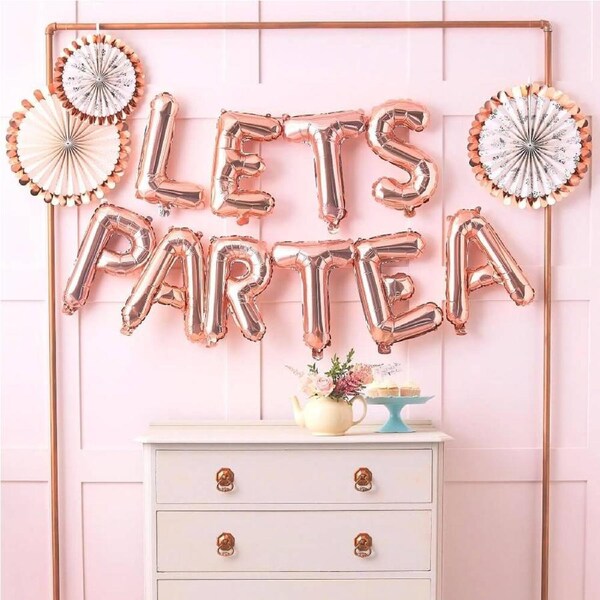 16-inch Rose Gold LETS PARTEA Foil Balloon Banner