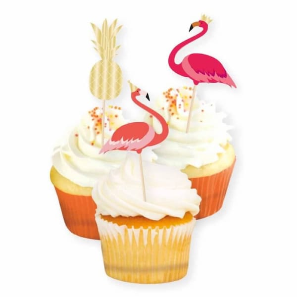 Flamingo & Pineapple Cupcake Picks 12pk