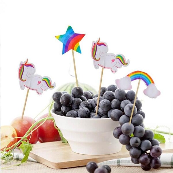 Rainbow Unicorn Cupcake Picks 24pk