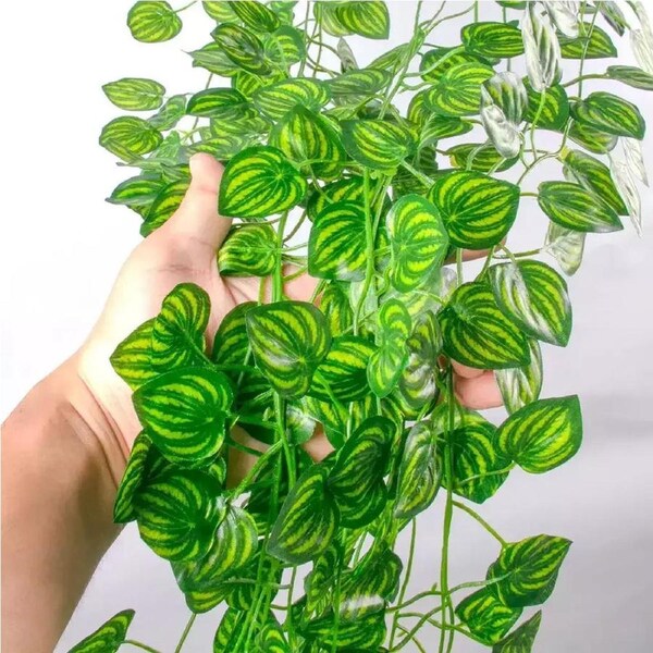 Artificial Green Money Leaf Rattan Hanging Tropical Vine Strands 2pk