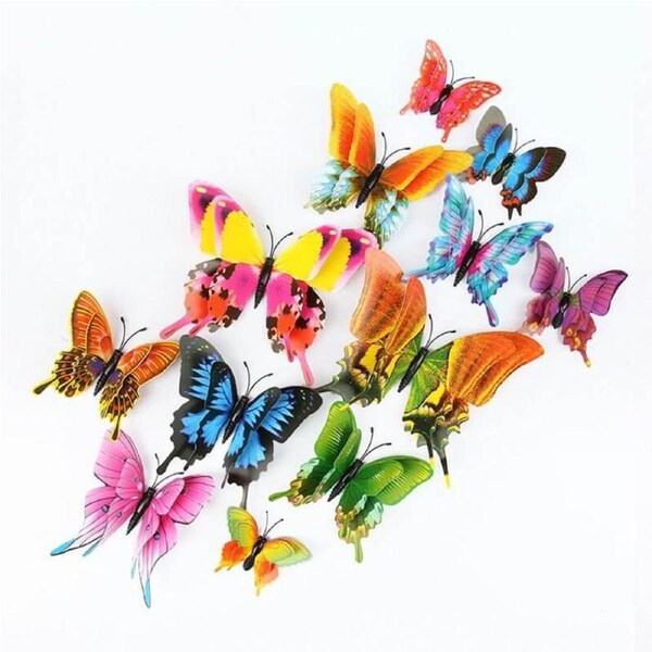 3D Rainbow Butterfly Magnetic Stickers 12pk - Style 1