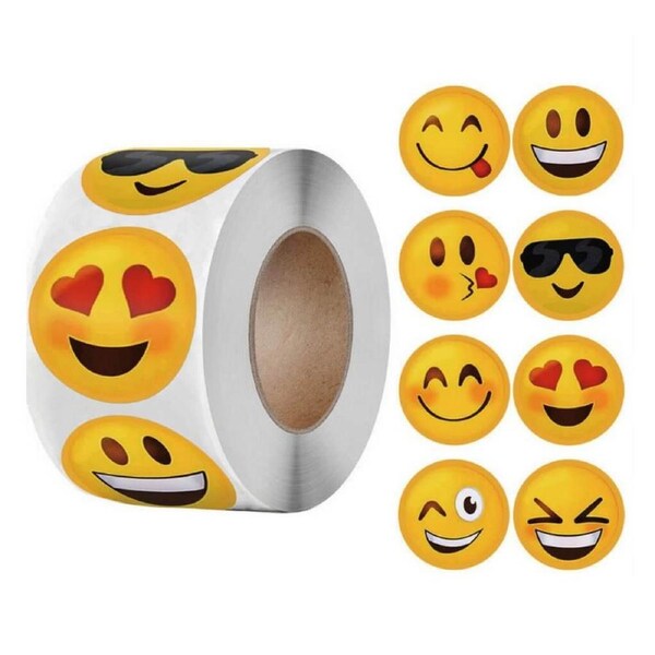 Happy Face Emoji Stickers 50pk - 8 Designs