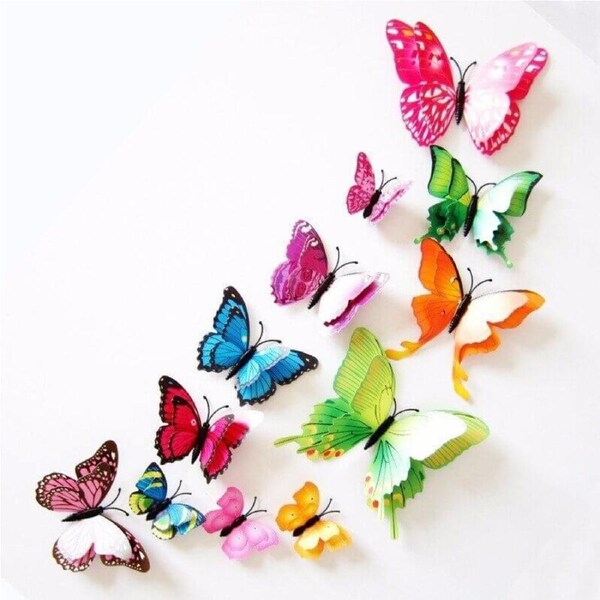 3D Rainbow Butterfly Magnetic Stickers 12pk - Style 4