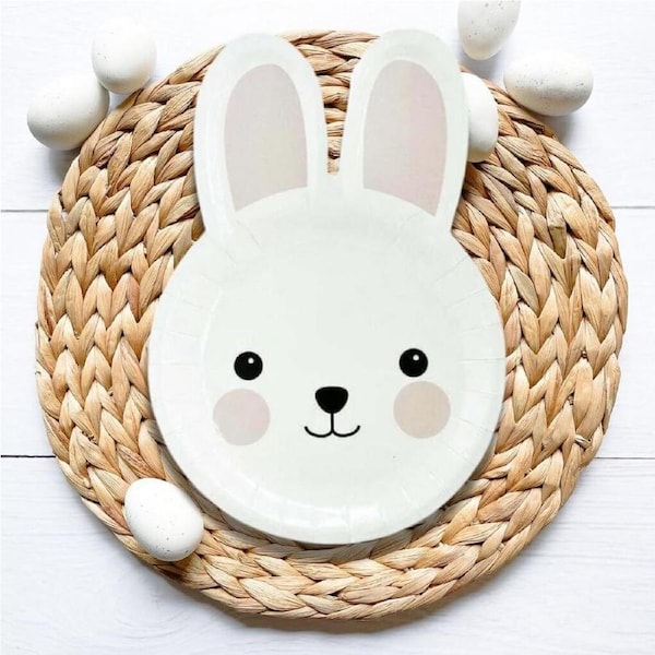 White Easter Bunny Plates 8pk