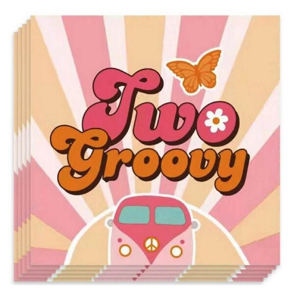 Retro Two Groovy Paper Lunch Napkins 10pk