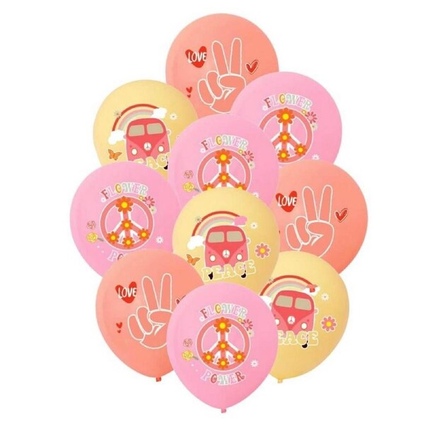 Feeling Groovy Assorted Retro Latex Balloons 30cm 10pk