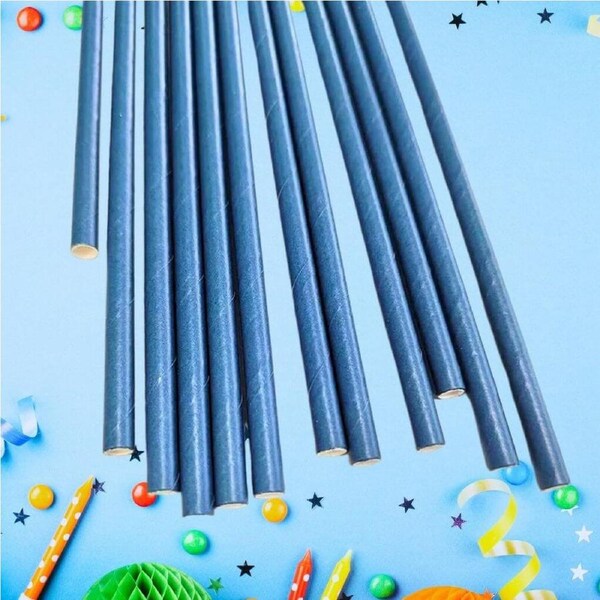 Dark Blue Paper Party Straws 20pk