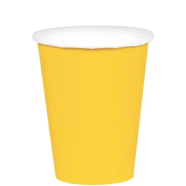 Paper Cups 266ml 20pk - Sunshine Yellow