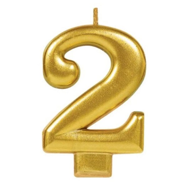 Metallic Gold Number 2 Candle
