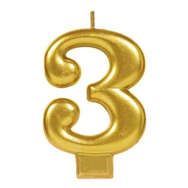Metallic Gold Number 3 Candle