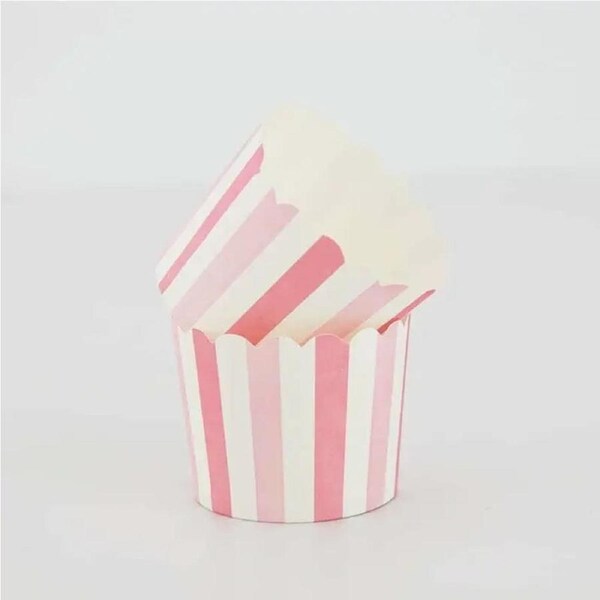 Light Pink & White Striped Cupcake Cups 20pk