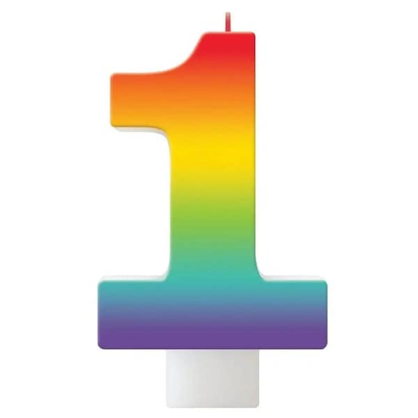 Birthday Celebration Rainbow Number 1 Candle