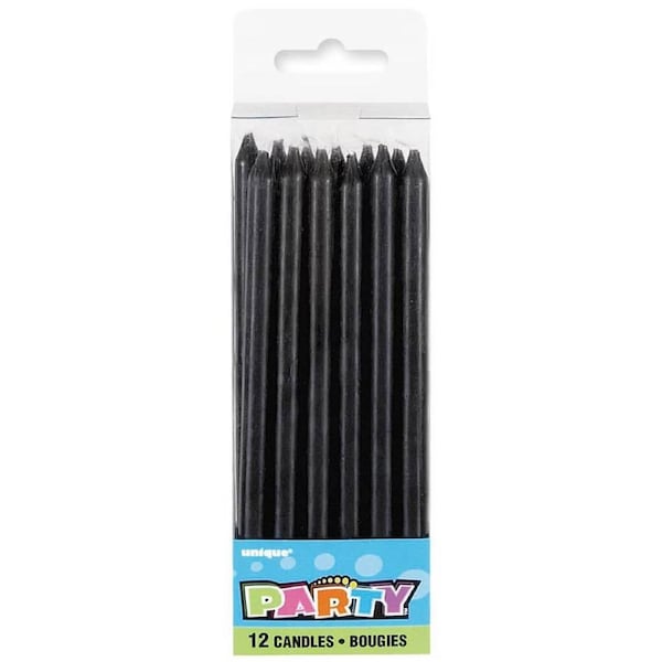 Midnight Black Candles 12pk