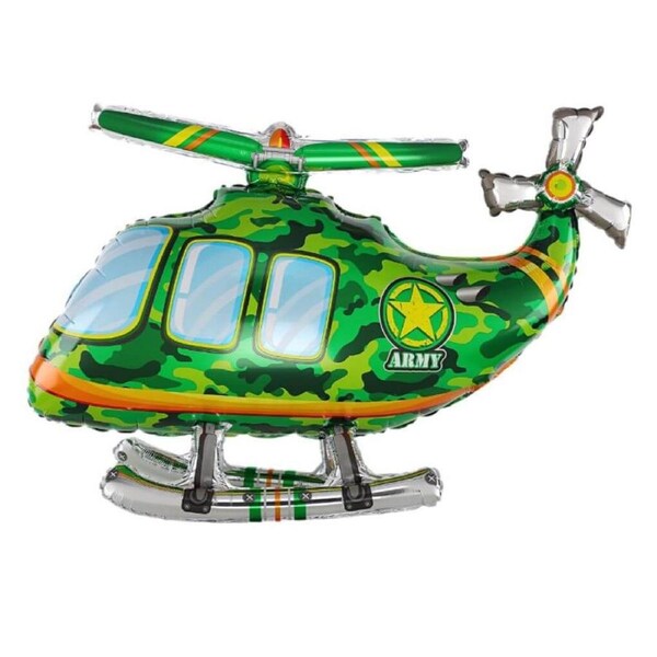 3D Standing Army Helicopter Foil Balloon