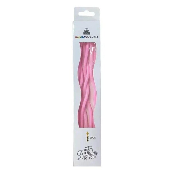 Wavy Pastel Pink Candles 6pk