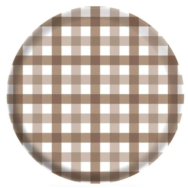 Large Teddy Brown Gingham Melamine Plates 26cm 4pk