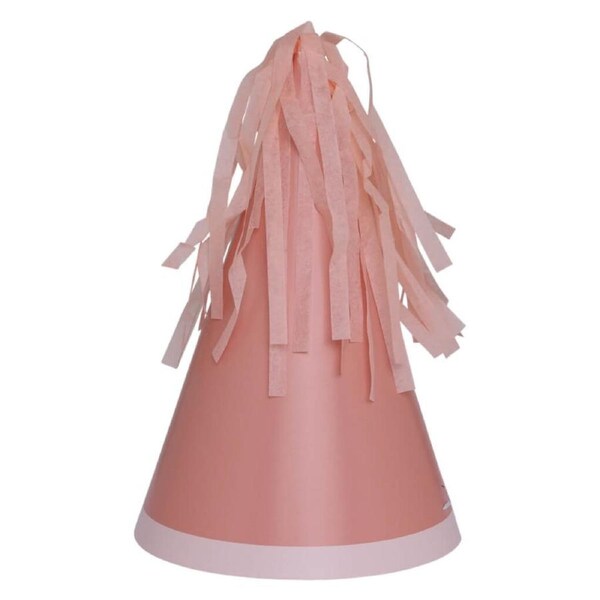 Rose Pink Party Hats with Tassel Toppers 10pk
