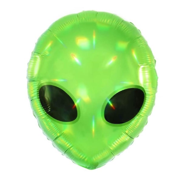 Green Alien Head Foil Balloon