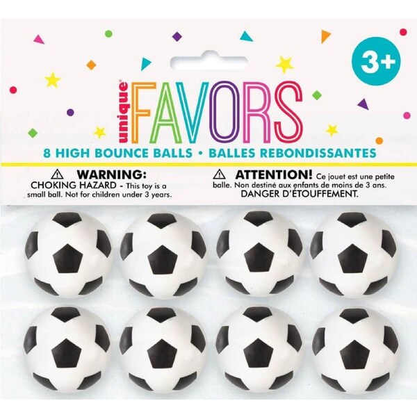 3D Soccer Bouncy Balls 8pk