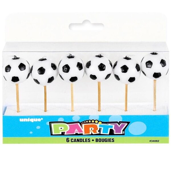 Soccer Ball Pick Candles 6pk