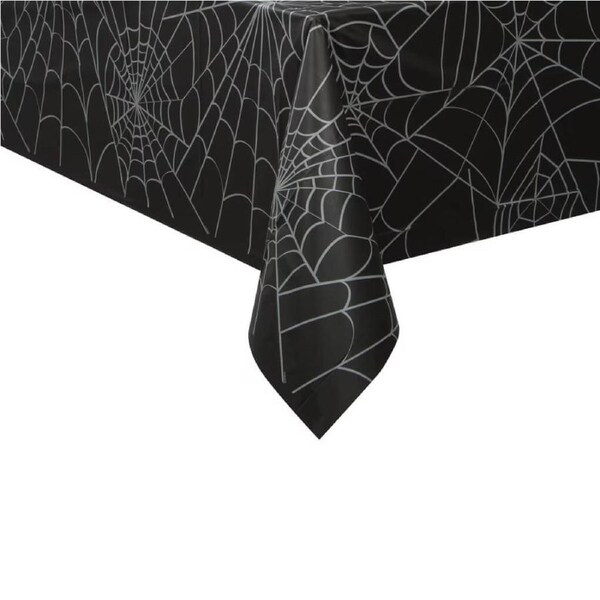 Black & White Spiderweb Plastic Tablecover