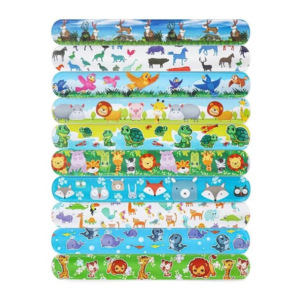 Animal Party Slap Bracelets Favours 8pk