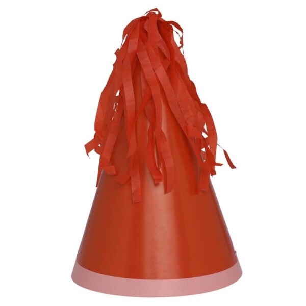 Cherry Red Party Hats with Tassel Toppers 10pk