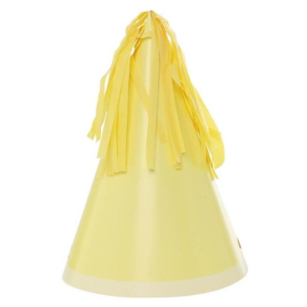 Pastel Yellow Party Hats with Tassel Toppers 10pk