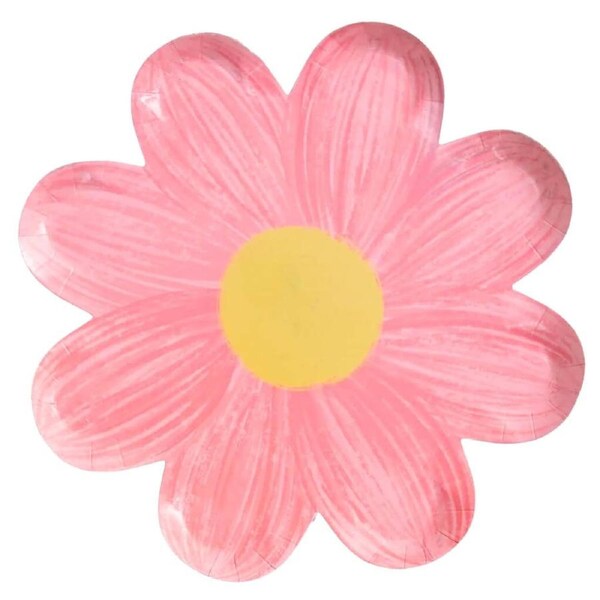 Brushed Baby Pink Daisy Paper Plates 17cm 10pk