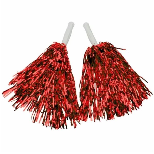 Metallic Red Cheerleader Pom Poms 2pk