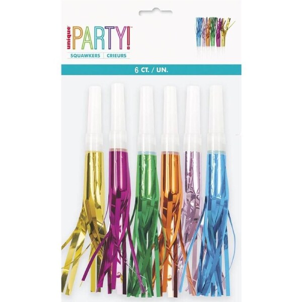 Colourful Foil Fringed Squawkers 6pk