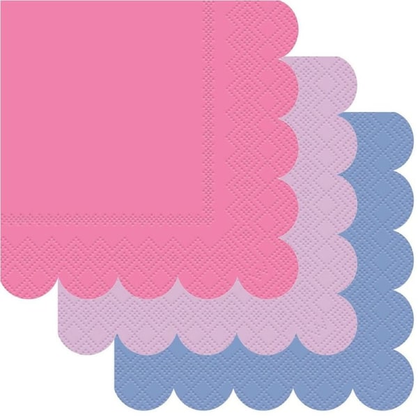 Lilac Purple Pink Scalloped Edge Beverage Napkins 16pk