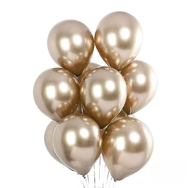 10-inch Chrome Champagne Gold Latex Balloons 10pk