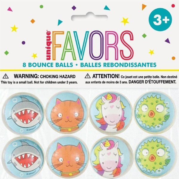 Animal Party High Bounce Balls 32.5mm 8pk