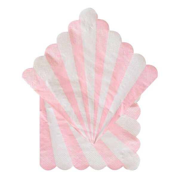 Pink & White Striped Scalloped Edge Paper Napkins 20pk
