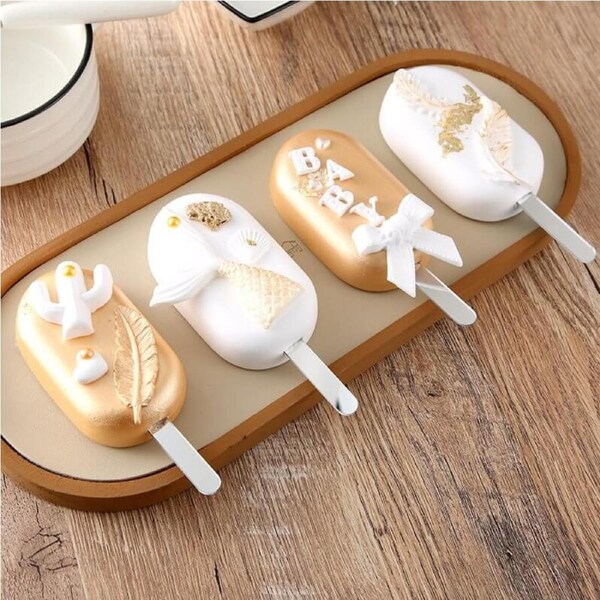 Acrylic Silver Mirror Ice Cream Sticks 10pk