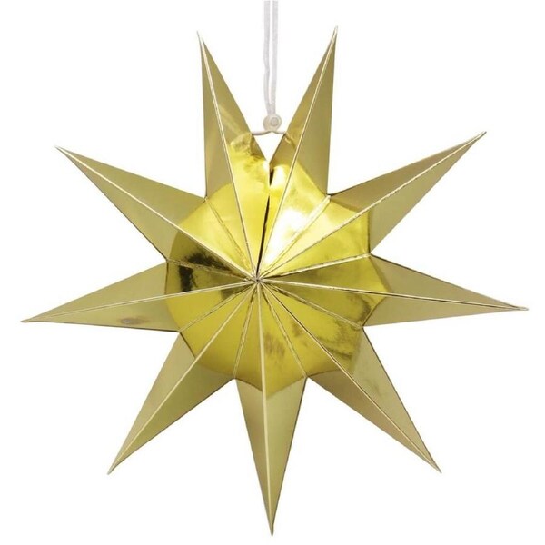 3D 30cm Nine-pointed Paper Star Lantern - Metallic Gold