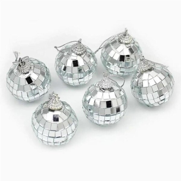 Silver Disco Mirror Balls 5cm 6pk
