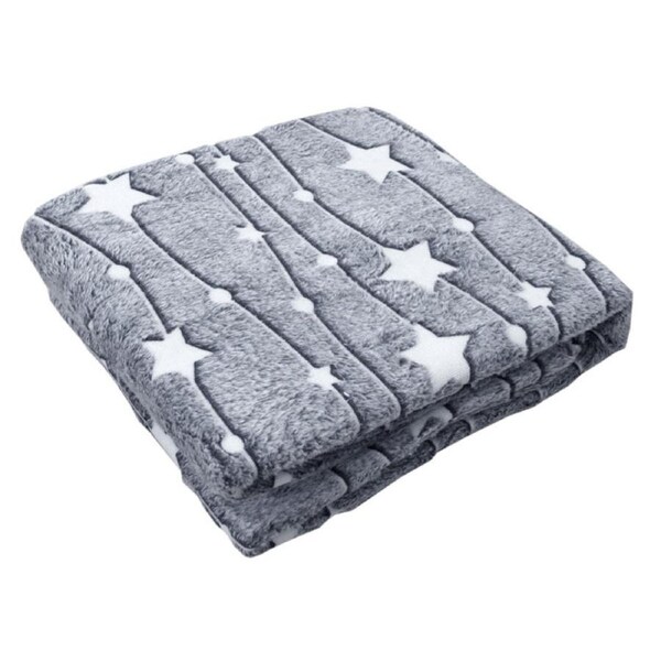 Stars Glow in the Dark Throw Rug 125x152cm Polyester 350GSM Sofa Bed Blanket