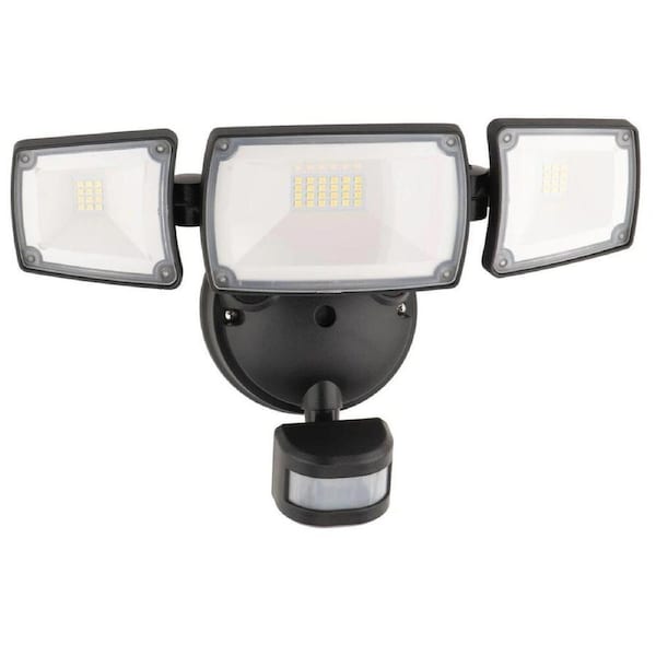 Mercator Onyx Triple Head Security Floodlight + Sensor Black