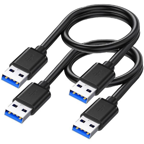 2PCS USB 3.0 Male to Male Type A to Type A Double Sided USB Cord for Data Transfer (1M)