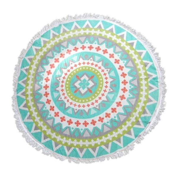 Zoey Mandala Round Beach Towel 150cm Cotton Fringe Large Soft Bath Towels Travel