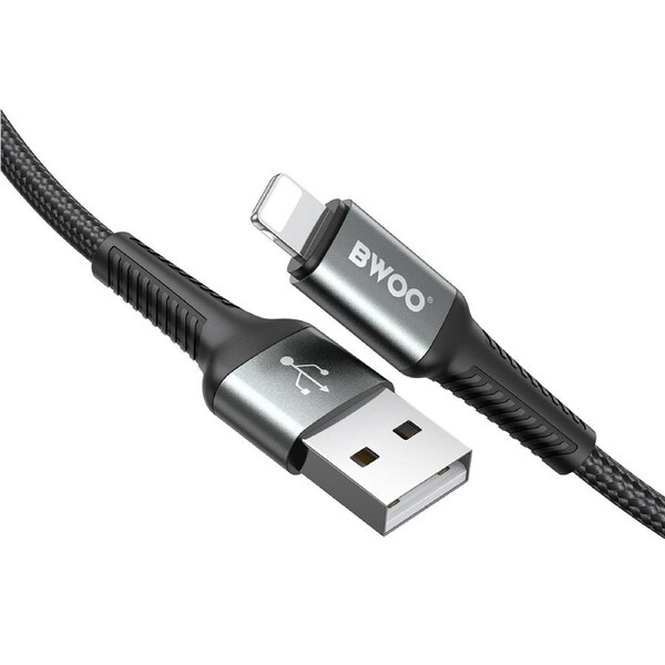 BWOO USB-A to Lightning Fast Charging Data Cable (2M)(BO-X288L-2M) - Black
