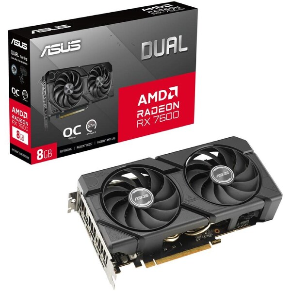 ASUS AMD Dual Radeon RX 7600 EVO OC Edition 8GB GDDR6 graphics card