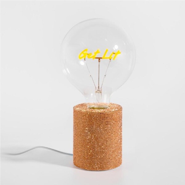 Glitz Neon Rose Gold Lamp 'Get Lit' 24.5 cm