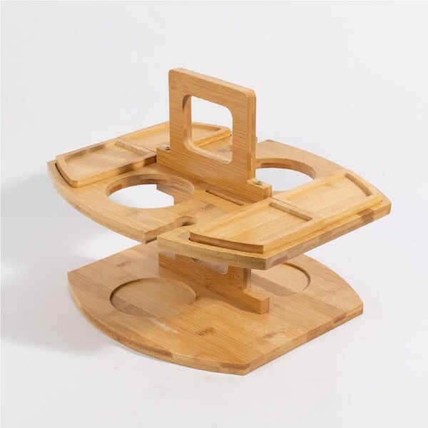 Portable Wine Picnic Table w Wine & Glass Holders