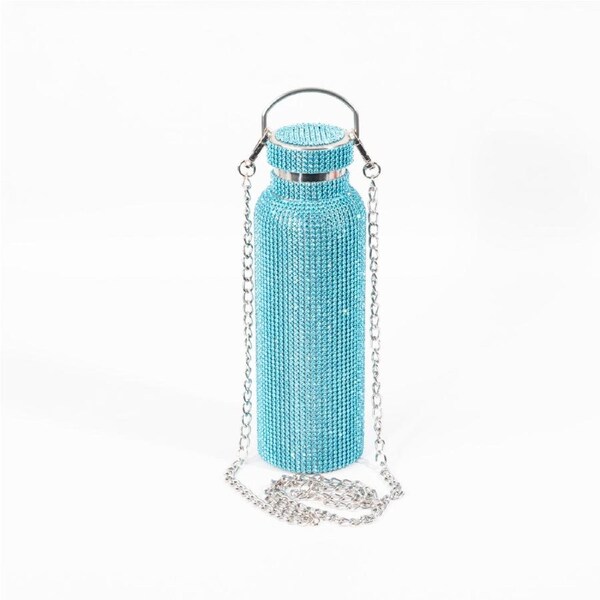 SWIG Glitz Water Bottle With Chain Soft Blue 600mL