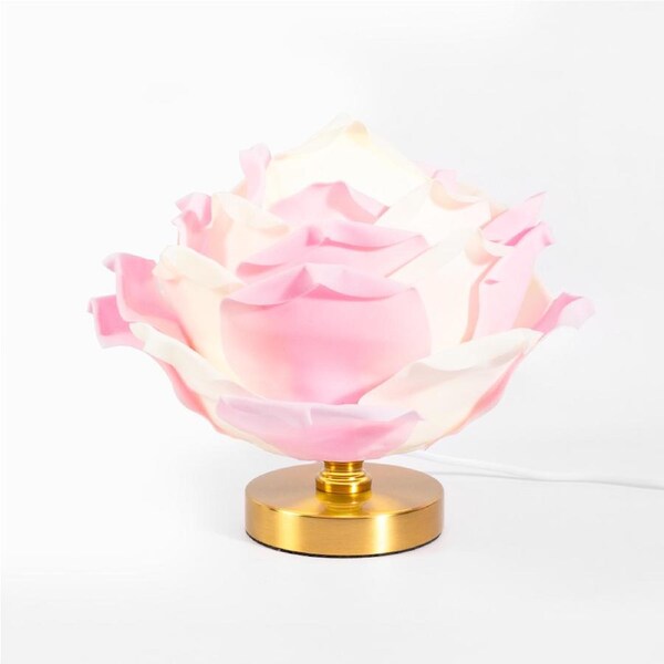 Rose Table Lamp Pink White 26cm