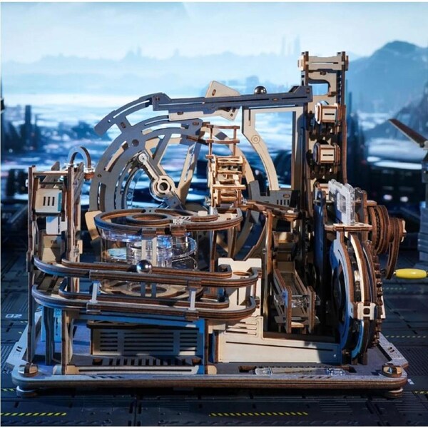 ROKR Marble Spaceport 3D Wooden Puzzle DIY Mechanical Model Kit